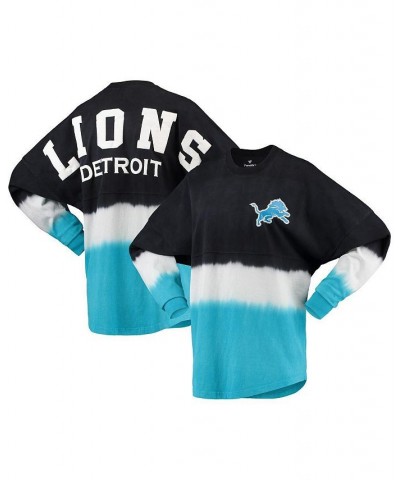 Women's Branded Black Blue Detroit Lions Ombre Long Sleeve T-shirt Black, Blue $31.39 Tops