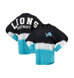 Women's Branded Black Blue Detroit Lions Ombre Long Sleeve T-shirt Black, Blue $31.39 Tops