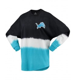 Women's Branded Black Blue Detroit Lions Ombre Long Sleeve T-shirt Black, Blue $31.39 Tops