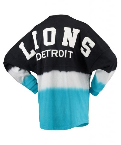 Women's Branded Black Blue Detroit Lions Ombre Long Sleeve T-shirt Black, Blue $31.39 Tops