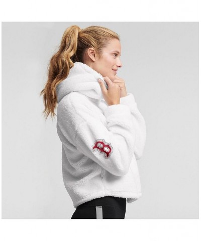 Women's White Boston Red Sox Cozy Pullover Hoodie White $46.79 Sweatshirts