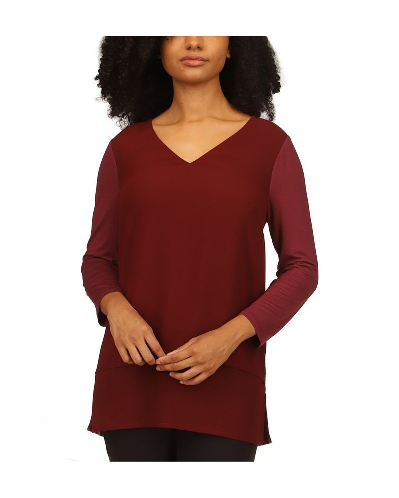 Women's Layered-Look Tunic Top Merlot $15.97 Tops