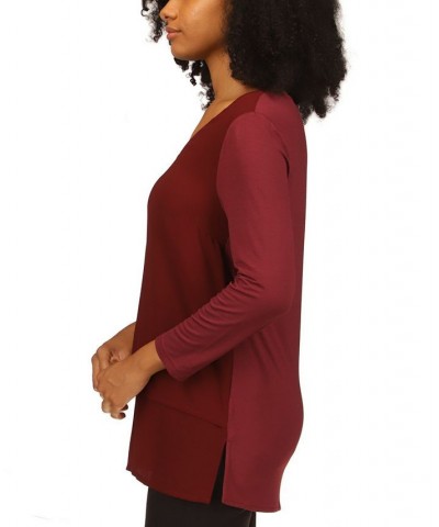 Women's Layered-Look Tunic Top Merlot $15.97 Tops