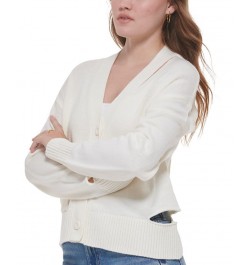 Women's Cutout V-Neck Cardigan White $29.43 Sweaters