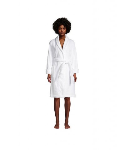 Women's Cotton Terry Knee Length Spa Bath Robe White $51.97 Sleepwear