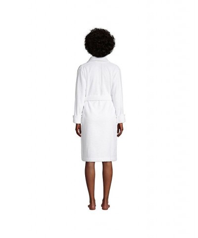 Women's Cotton Terry Knee Length Spa Bath Robe White $51.97 Sleepwear