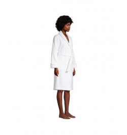 Women's Cotton Terry Knee Length Spa Bath Robe White $51.97 Sleepwear