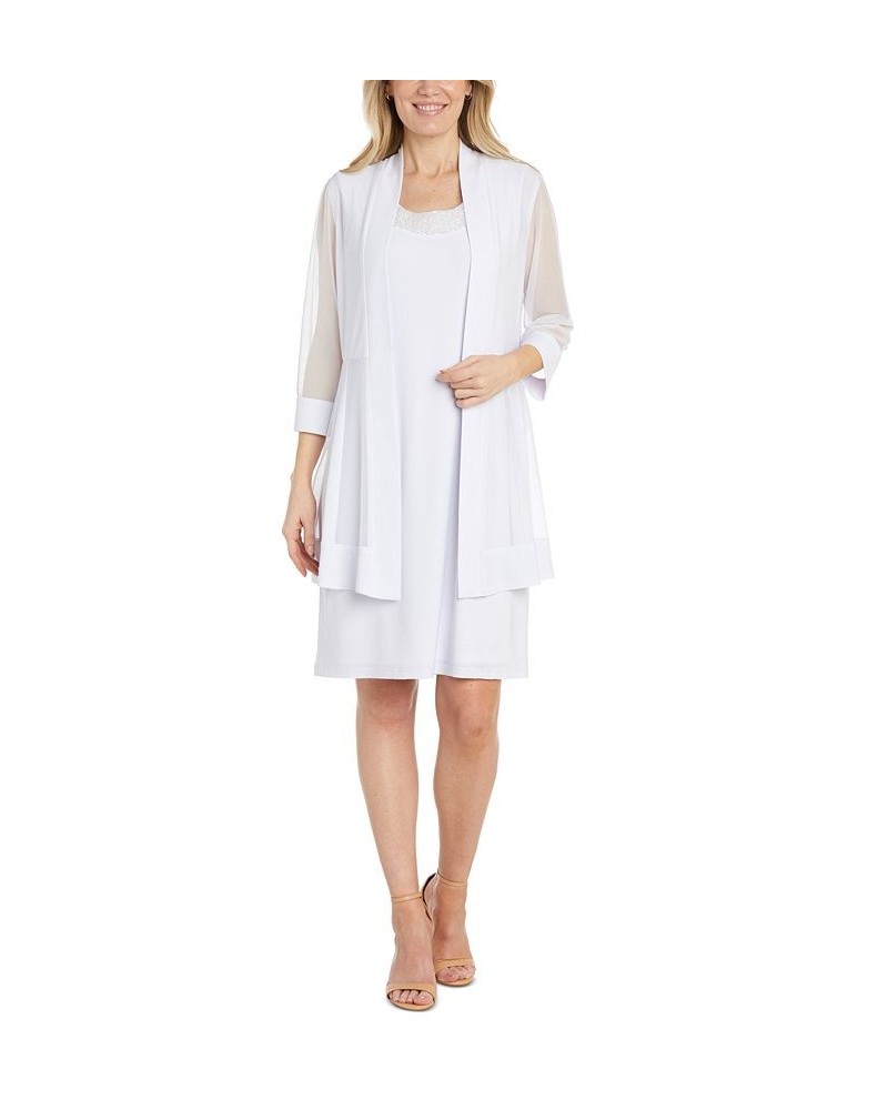 Women's Mesh Jacket & Beaded-Neck Dress White $51.23 Dresses