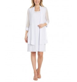 Women's Mesh Jacket & Beaded-Neck Dress White $51.23 Dresses