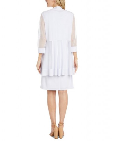 Women's Mesh Jacket & Beaded-Neck Dress White $51.23 Dresses