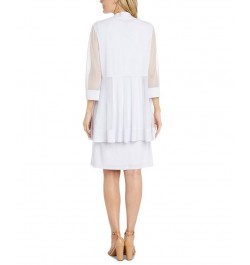 Women's Mesh Jacket & Beaded-Neck Dress White $51.23 Dresses