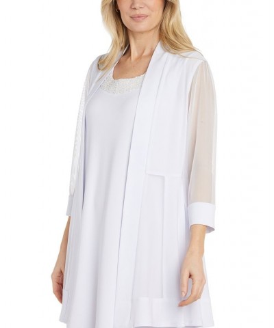 Women's Mesh Jacket & Beaded-Neck Dress White $51.23 Dresses