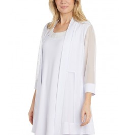 Women's Mesh Jacket & Beaded-Neck Dress White $51.23 Dresses