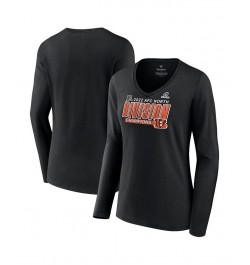 Women's 2022 AFC North Division Champions Divide and Conquer Long Sleeve V-Neck T-shirt Black $29.49 Tops