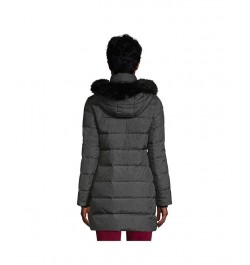 Women's Tall Winter Long Down Coat with Faux Fur Hood Brown $92.48 Coats