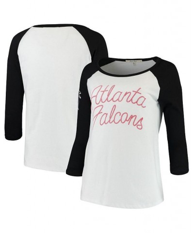 Women's White and Black Atlanta Falcons Retro Script Raglan 3/4-Sleeve T-shirt White, Black $20.50 Tops