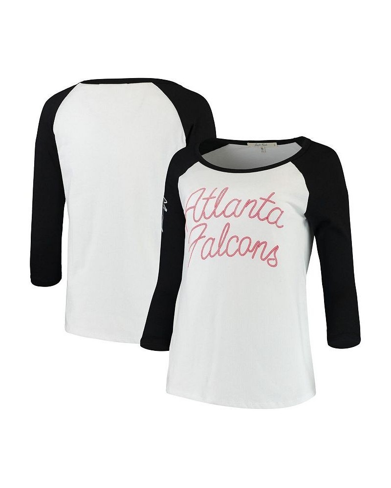 Women's White and Black Atlanta Falcons Retro Script Raglan 3/4-Sleeve T-shirt White, Black $20.50 Tops