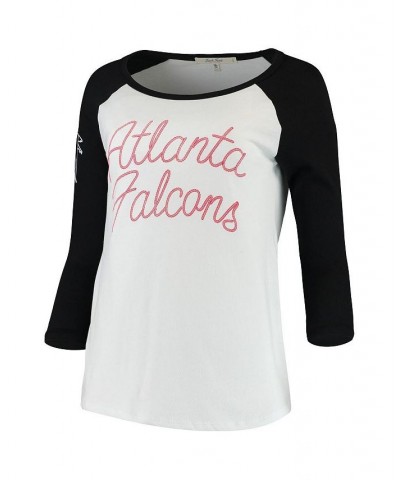 Women's White and Black Atlanta Falcons Retro Script Raglan 3/4-Sleeve T-shirt White, Black $20.50 Tops