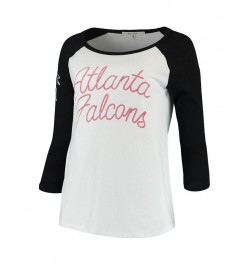 Women's White and Black Atlanta Falcons Retro Script Raglan 3/4-Sleeve T-shirt White, Black $20.50 Tops