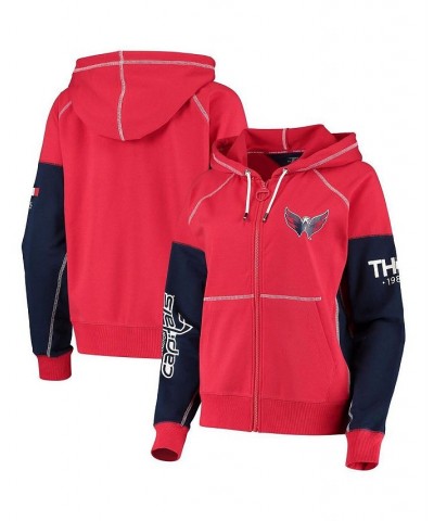 Women's Red Navy Washington Capitals Raglan Full-Zip Hoodie Red, Navy $42.11 Sweatshirts