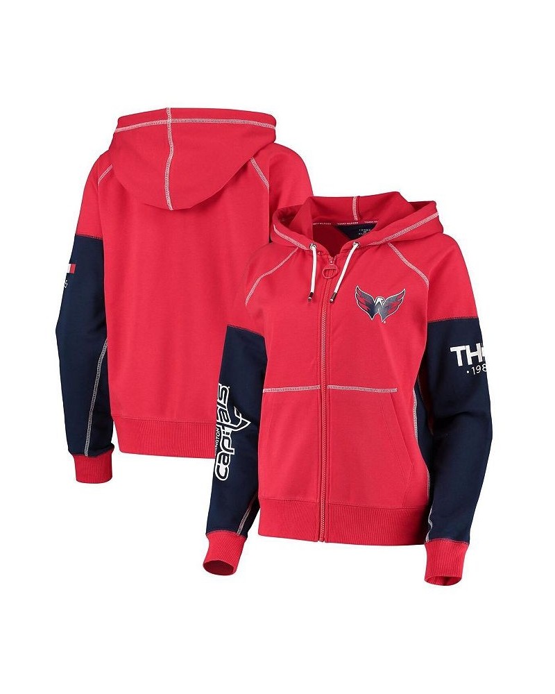 Women's Red Navy Washington Capitals Raglan Full-Zip Hoodie Red, Navy $42.11 Sweatshirts