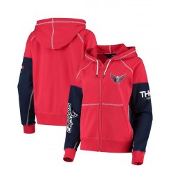 Women's Red Navy Washington Capitals Raglan Full-Zip Hoodie Red, Navy $42.11 Sweatshirts