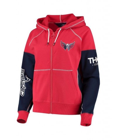 Women's Red Navy Washington Capitals Raglan Full-Zip Hoodie Red, Navy $42.11 Sweatshirts