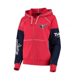 Women's Red Navy Washington Capitals Raglan Full-Zip Hoodie Red, Navy $42.11 Sweatshirts