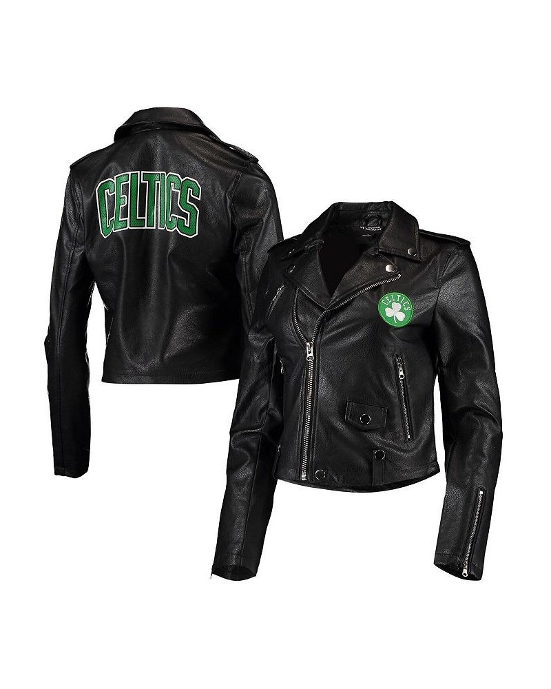 Women's Black Boston Celtics Moto Full-Zip Jacket Black $69.00 Jackets