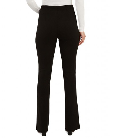 Juniors' Belted Slit-Hem Ponte Pull-On Pants Black $17.60 Pants