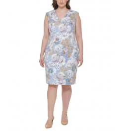 Plus Size Floral-Print Cap-Sleeve Sheath Dress Serene Multi $53.28 Dresses