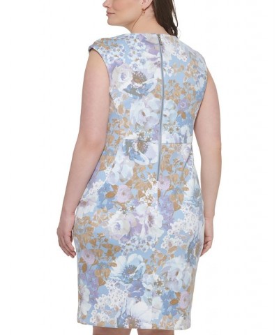 Plus Size Floral-Print Cap-Sleeve Sheath Dress Serene Multi $53.28 Dresses