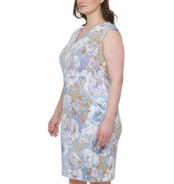 Plus Size Floral-Print Cap-Sleeve Sheath Dress Serene Multi $53.28 Dresses