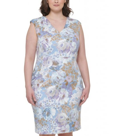 Plus Size Floral-Print Cap-Sleeve Sheath Dress Serene Multi $53.28 Dresses