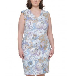 Plus Size Floral-Print Cap-Sleeve Sheath Dress Serene Multi $53.28 Dresses