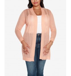 Plus Size Lightweight Duster Cardigan Sweater Orange $21.59 Sweaters