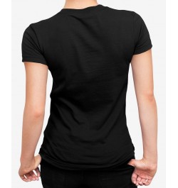 Women's Easter Bunny Word Art V-Neck T-shirt Black $16.45 Tops