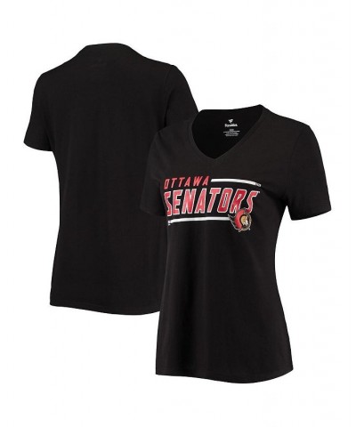 Women's Black Ottawa Senators Mascot In Bounds V-Neck T-shirt Black $15.58 Tops