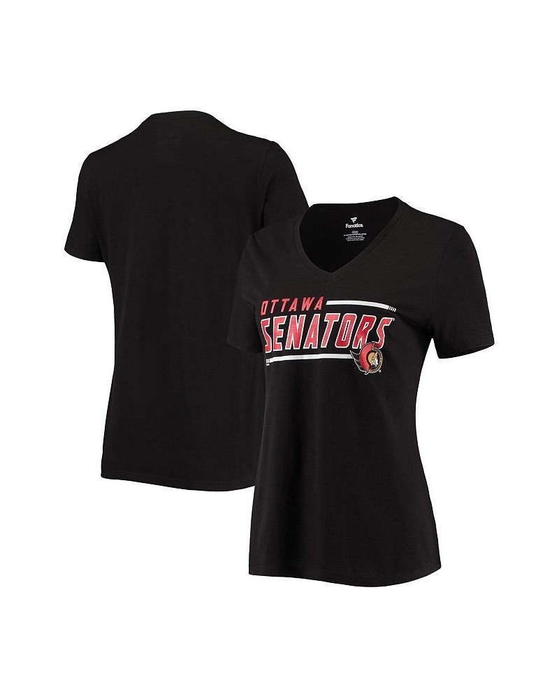 Women's Black Ottawa Senators Mascot In Bounds V-Neck T-shirt Black $15.58 Tops