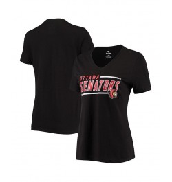 Women's Black Ottawa Senators Mascot In Bounds V-Neck T-shirt Black $15.58 Tops