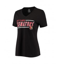 Women's Black Ottawa Senators Mascot In Bounds V-Neck T-shirt Black $15.58 Tops