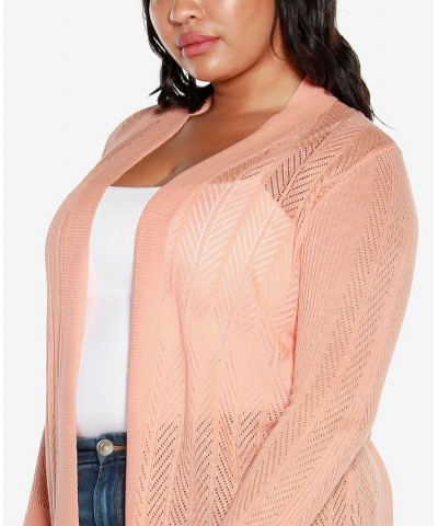Plus Size Lightweight Duster Cardigan Sweater Orange $21.59 Sweaters