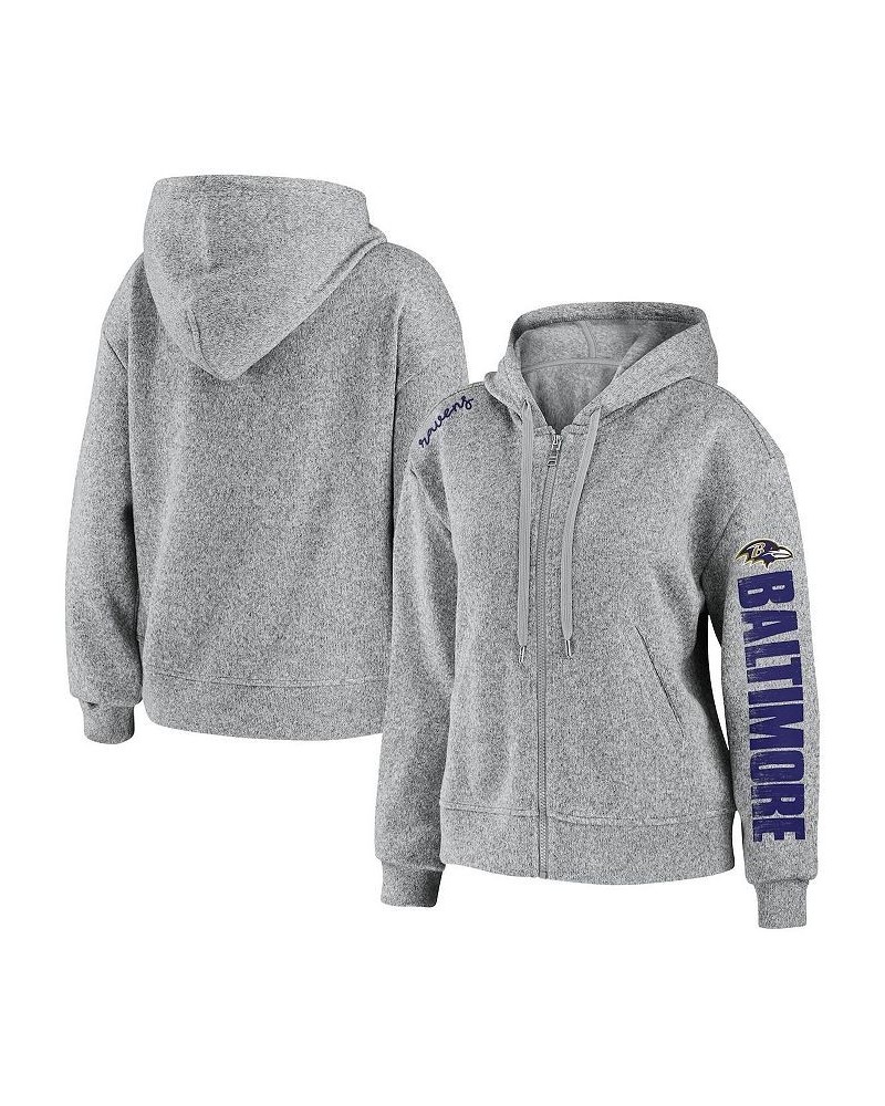 Women's Heathered Gray Baltimore Ravens Full-Zip Hoodie Heathered Gray $42.50 Sweatshirts