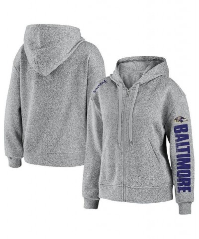 Women's Heathered Gray Baltimore Ravens Full-Zip Hoodie Heathered Gray $42.50 Sweatshirts