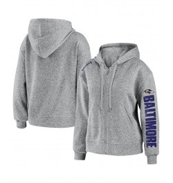 Women's Heathered Gray Baltimore Ravens Full-Zip Hoodie Heathered Gray $42.50 Sweatshirts