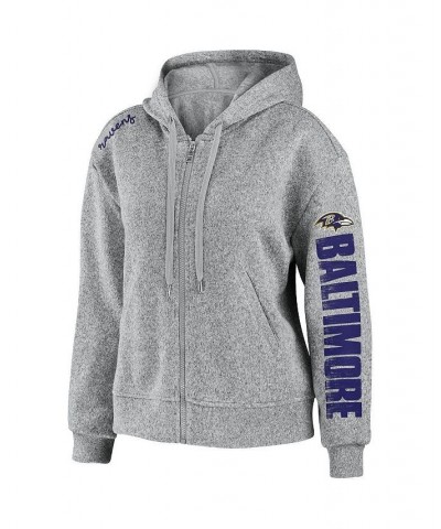 Women's Heathered Gray Baltimore Ravens Full-Zip Hoodie Heathered Gray $42.50 Sweatshirts