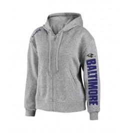 Women's Heathered Gray Baltimore Ravens Full-Zip Hoodie Heathered Gray $42.50 Sweatshirts