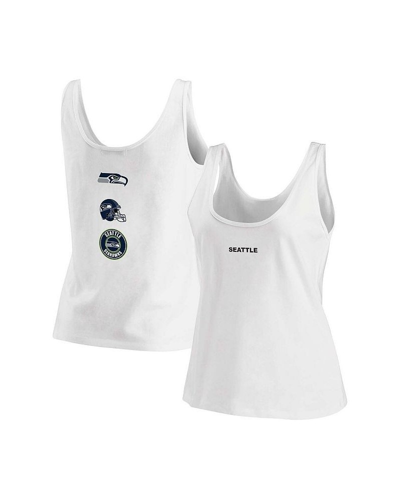 Women's White Seattle Seahawks Team Scoop Neck Tank Top White $14.00 Tops