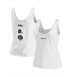 Women's White Seattle Seahawks Team Scoop Neck Tank Top White $14.00 Tops