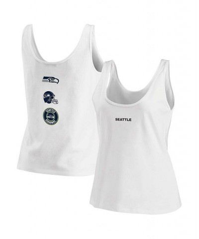 Women's White Seattle Seahawks Team Scoop Neck Tank Top White $14.00 Tops